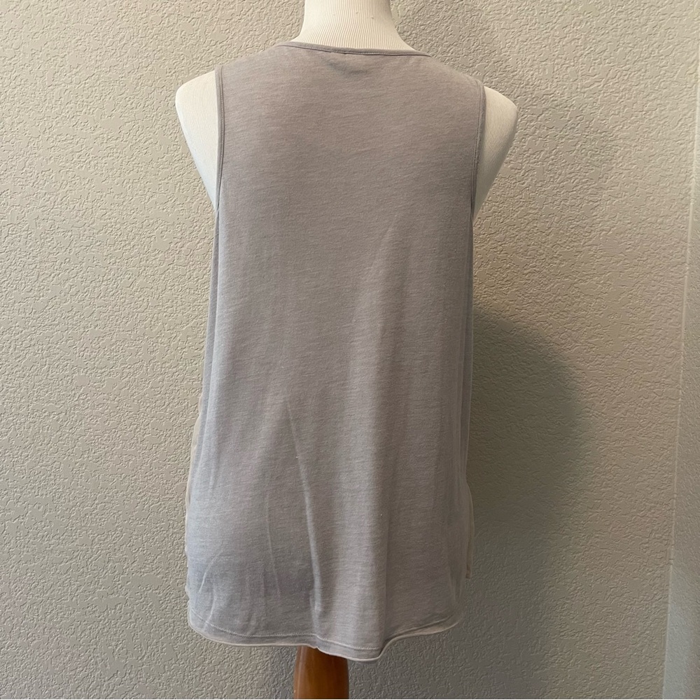 E by Eloise Floral Overlay Tank Top, Gray, medium - Picture 2 of 7